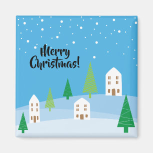 Frohe Weihnacht-Winter-Dorf-Magnet Magnet