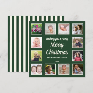 Frohe Weihnachten 12 Foto-Collage Grüne Streifen