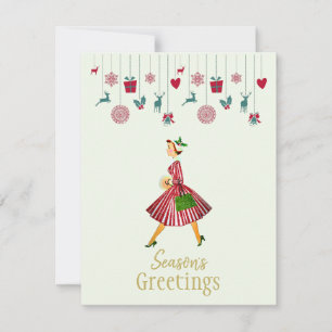 Frohe Weihnachten 1950 Vintage Dame