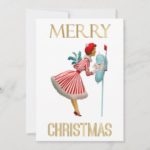Frohe Weihnachten 1950 Vintage Dame