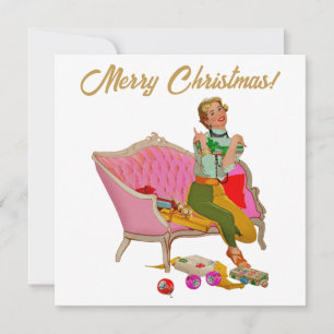 Frohe Weihnachten 1950 Vintage Lady