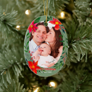 Frohe Weihnachten 1 Foto Aquarell Blumenurlaub Keramik Ornament