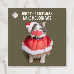 Frohe Weihnachten 2020 Fett Katze im Gesicht Maske Geschenkanhänger