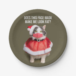 Frohe Weihnachten 2020 Fett Katze im Gesicht Maske Pappteller