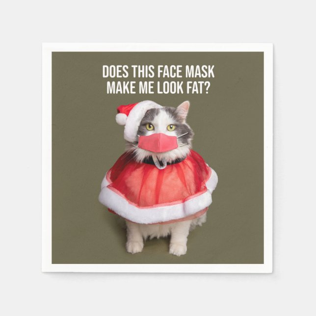 Frohe Weihnachten 2020 Fett Katze im Gesicht Maske Serviette (Vorderseite)