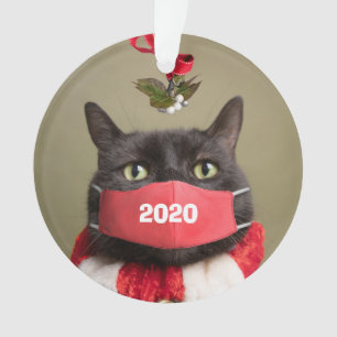 Frohe Weihnachten 2020 Katze in Covid Gesicht Mask Ornament