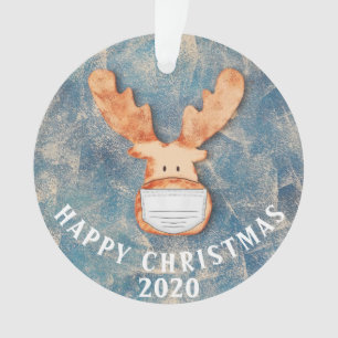 Frohe Weihnachten 2020 Lustiger Hirsch mit Gesicht Ornament