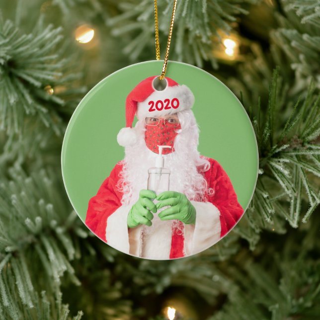 Frohe Weihnachten 2020 Santa Hand Sanitäter TP Keramik Ornament (Baum)