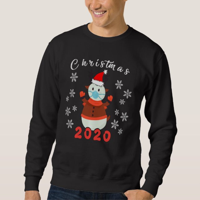 Frohe Weihnachten 2020 Snowman in Maske Pajama Sno Sweatshirt (Vorderseite)