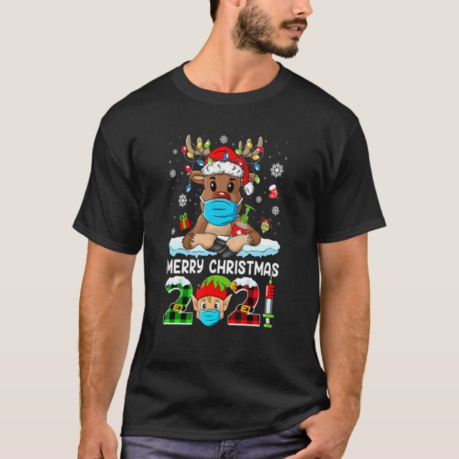 Frohe Weihnachten 2021 Familie Reindeer Santa Paja T-Shirt (Vorderseite)