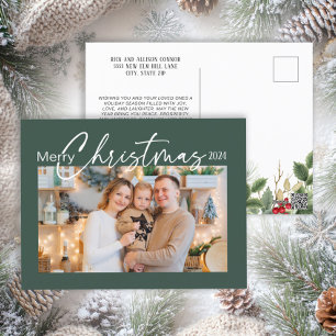 Frohe Weihnachten 2024 Foto Elegantes Skript Grün