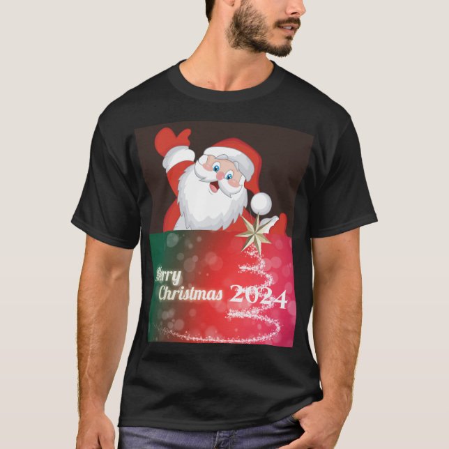 "Frohe Weihnachten 2024" T-Shirt (Vorderseite)