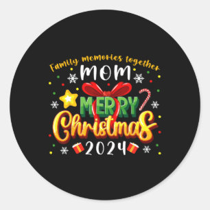 Frohe Weihnachten 2024 Weihnachten Familie Gruppe Runder Aufkleber