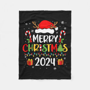 Frohe Weihnachten 2024 Weihnachtsmannmütze Matchin Fleecedecke