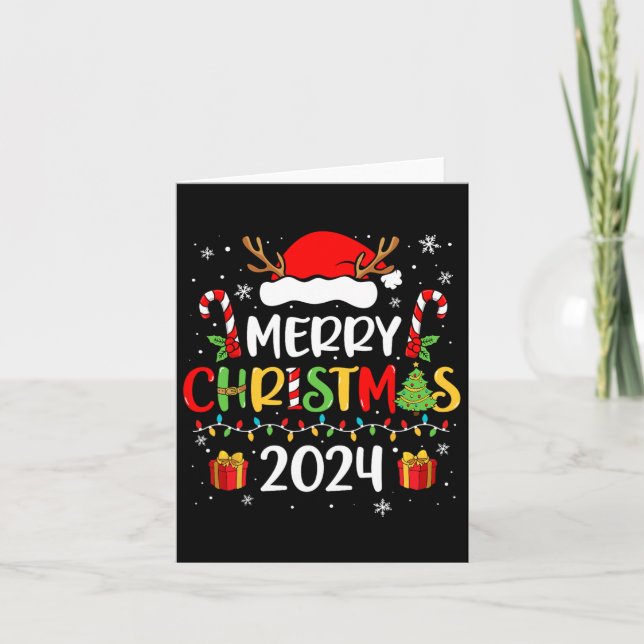 Frohe Weihnachten 2024 Weihnachtsmannmütze Matchin Karte (Vorderseite)