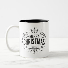 Frohe Weihnachten 2024 Zweifarbige Tasse