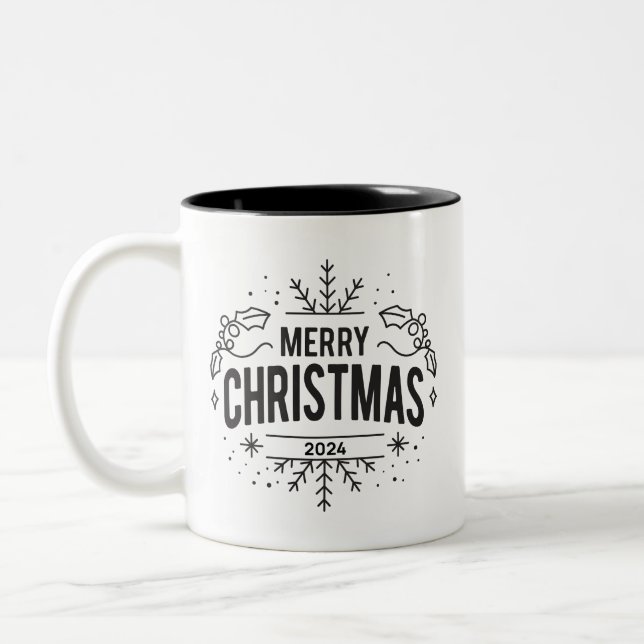 Frohe Weihnachten 2024 Zweifarbige Tasse (Links)