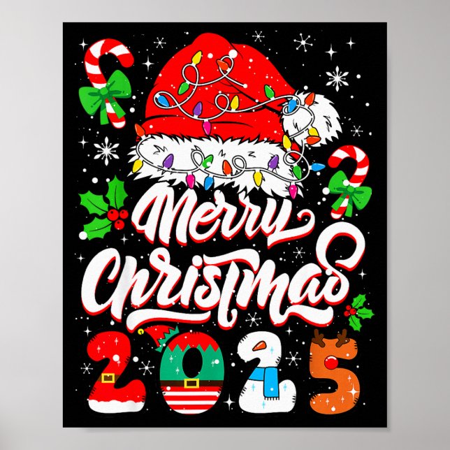 Frohe Weihnachten 2025 Familien-Pyjamas Xmas  Poster (Vorne)