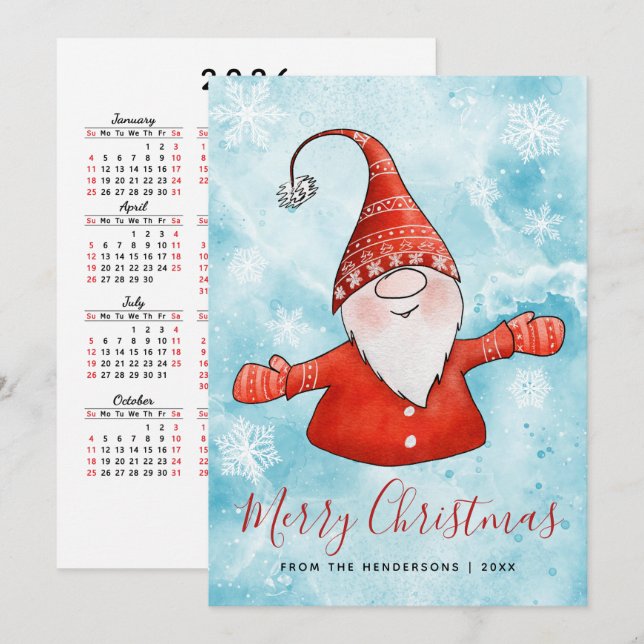 Frohe Weihnachten 2025 Kalender Blue Red Gnome (Vorne/Hinten)