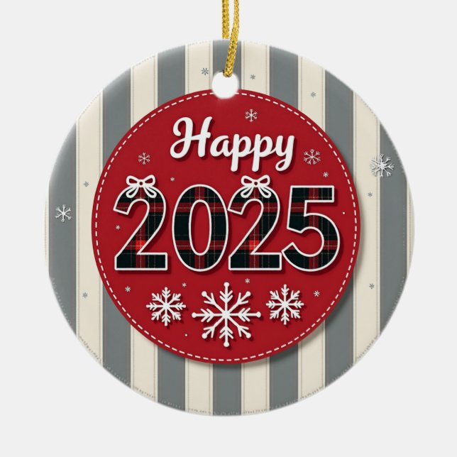 Frohe Weihnachten 2025 Keramik Ornament (Vorne)