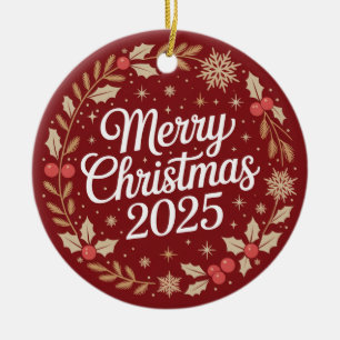 Frohe Weihnachten 2025 Keramik Ornament