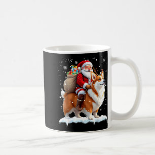 Frohe Weihnachten 2025 Santa reitet Corgi Hund Xma Kaffeetasse