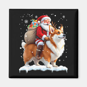 Frohe Weihnachten 2025 Santa Reitet Corgi Hund Xma Magnet