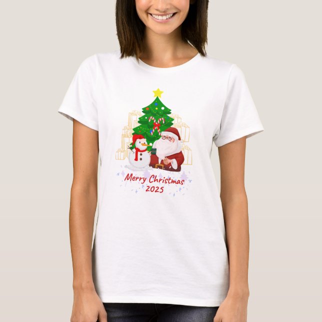 Frohe Weihnachten 2025 Unisex Jersey T-Shirt (Vorderseite)