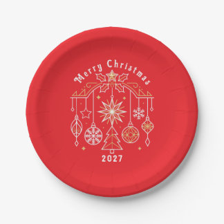 Frohe Weihnachten 2027 Design Pappteller