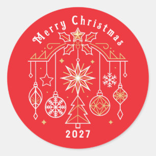 Frohe Weihnachten 2027 Design Runder Aufkleber