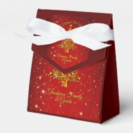 Frohe Weihnachten 20XX Red Gold Tree Stars Geschenkschachtel