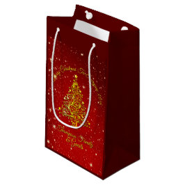 Frohe Weihnachten 20XX Red Gold Tree Stars Kleine Geschenktüte