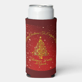 Frohe Weihnachten 20XX Red Gold Tree Stars Selters Dosenkühler