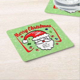 Frohe Weihnachten 20xx Weihnachtsmann mit Hut und  Rechteckiger Pappuntersetzer