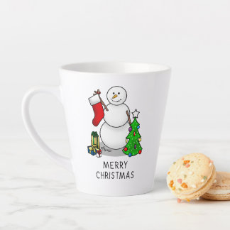 Frohe Weihnachten 2 Bäume Strumpf Snowman Milchtasse