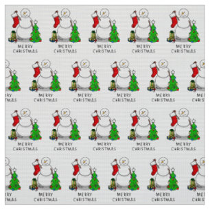 Frohe Weihnachten 2 Bäume Strumpf Snowman Stoff