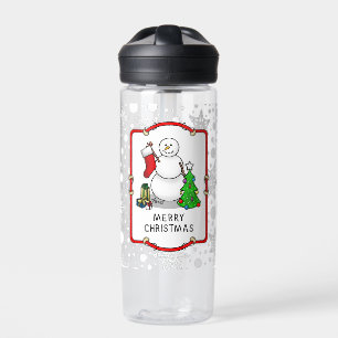 Frohe Weihnachten 2 Bäume Strumpf Snowman Trinkflasche