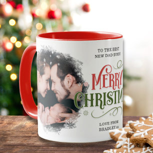 Frohe Weihnachten 2 Foto Best New Dad jemals Custo Tasse