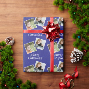 Frohe Weihnachten 2 Fotos und Sterne Geschenkpapier
