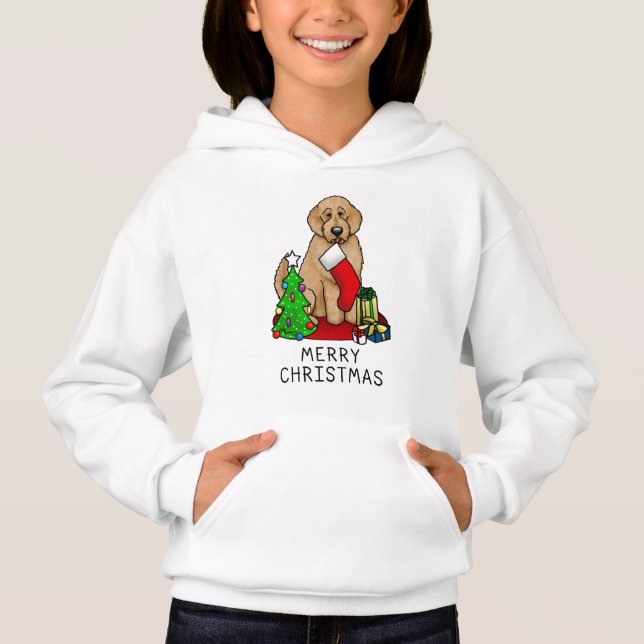 Frohe Weihnachten 2 Goldendoodle (goldrot) Niedlic Hoodie (Vorderseite)