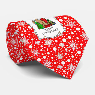 Frohe Weihnachten 2 Goldendoodle (goldrot) Niedlic Krawatte