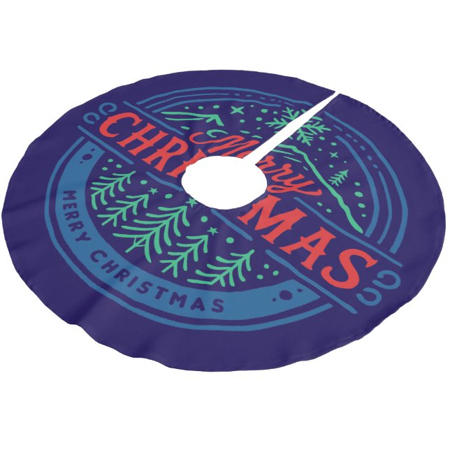 Frohe Weihnachten 2 Polyester Weihnachtsbaumdecke (Schrägansicht)
