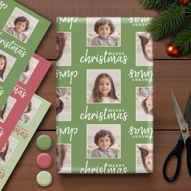 Frohe Weihnachten - 2 quadratische Foto - 3 Farben Geschenkpapier Set (Photo Wrapping Paper - Holiday and Christmas Theme)