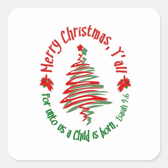 Frohe Weihnachten 2 Quadratischer Aufkleber (Vorderseite)