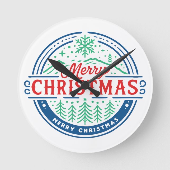 Frohe Weihnachten 2 Runde Wanduhr (Vorderseite)