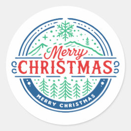 Frohe Weihnachten 2 Runder Aufkleber