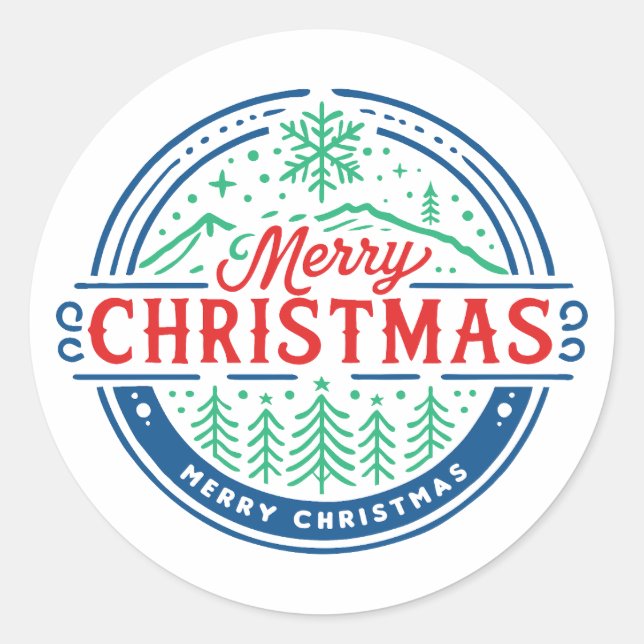 Frohe Weihnachten 2 Runder Aufkleber (Vorderseite)