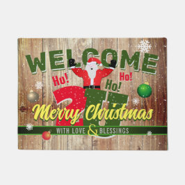 Frohe Weihnachten 2 U mit Santa on Barn Wood WELCO Fußmatte