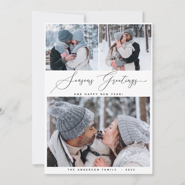 Frohe Weihnachten 3 Collage Multi Foto Urlaubskart Einladung (Vorderseite)
