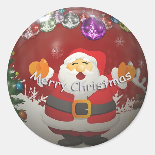 Frohe Weihnachten 3-D beeinflussen Santa Sticker (Vorderseite)